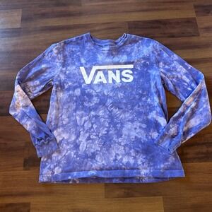 Off The Wall Vans Purple and‎ White Cotton Tie-Dye Long Sleeve Tee Size Small